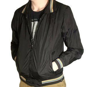 Y2K Opposite Streetwear Brand Black Bomber Jacket with Rainbow Band
